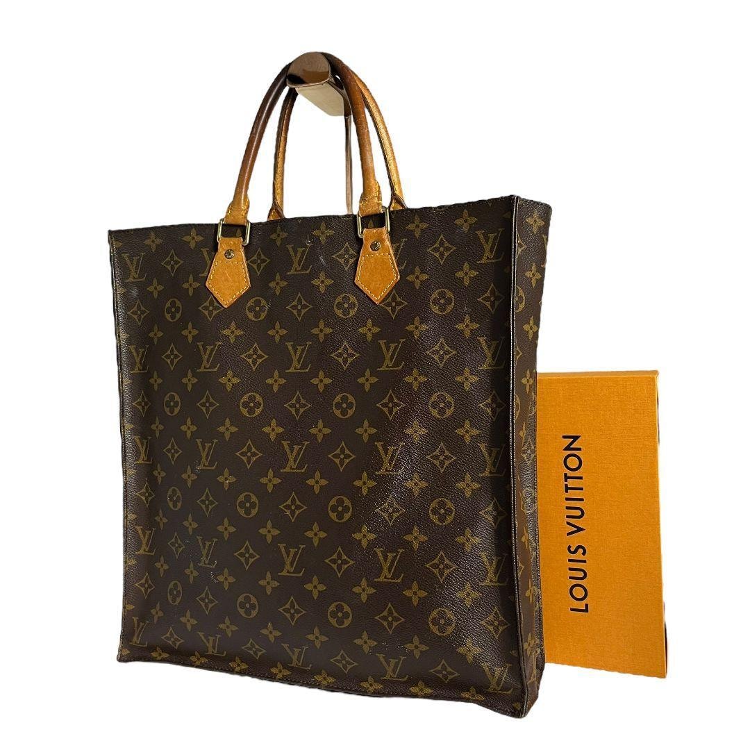 【鑑定済】ルイヴィトン　LOUIS VUITTON　モノグラム　サックプラ　トートバッグ　ハンドバッグ　ブラウン　茶 正規品
