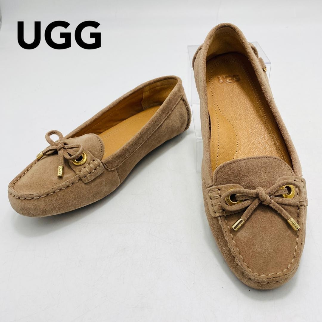UGG　アグ　モカシンシューズ　フラット　ローファー　リボン　23　茶