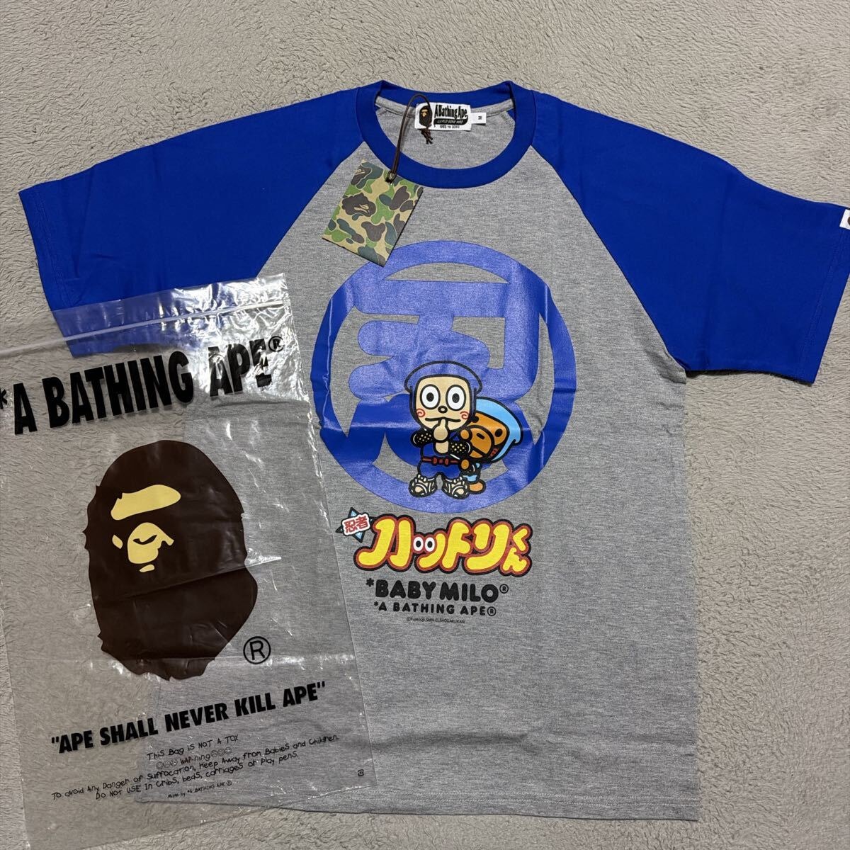 A BATHING APE BAPE 忍者ハットリくん　BABY MILO tシャツ　sta 青　ベビーマイロ　