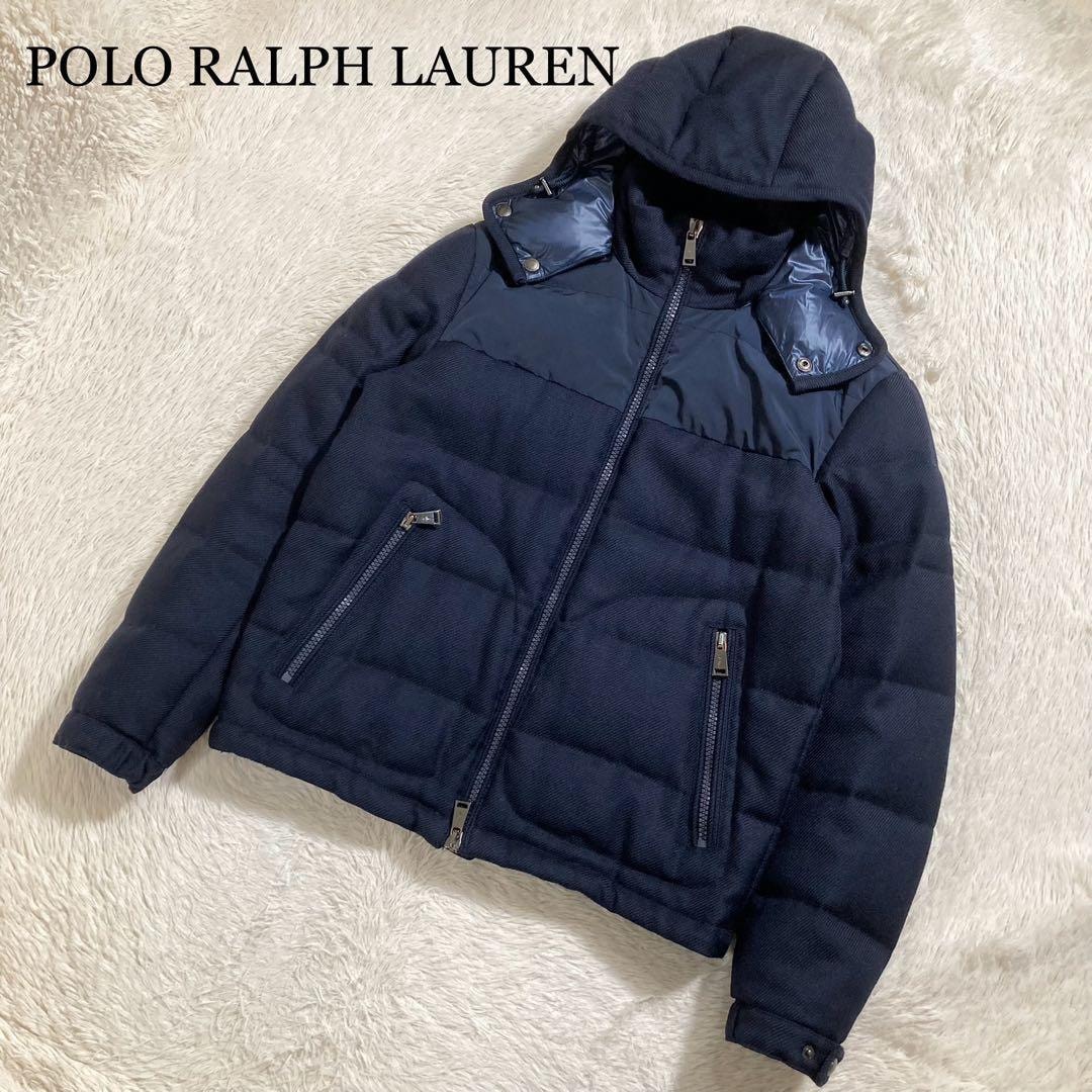 美品 POLO RALPH LAUREN ポロラルフローレン ダウンジャケット ウール ドッキング ダブルジップ