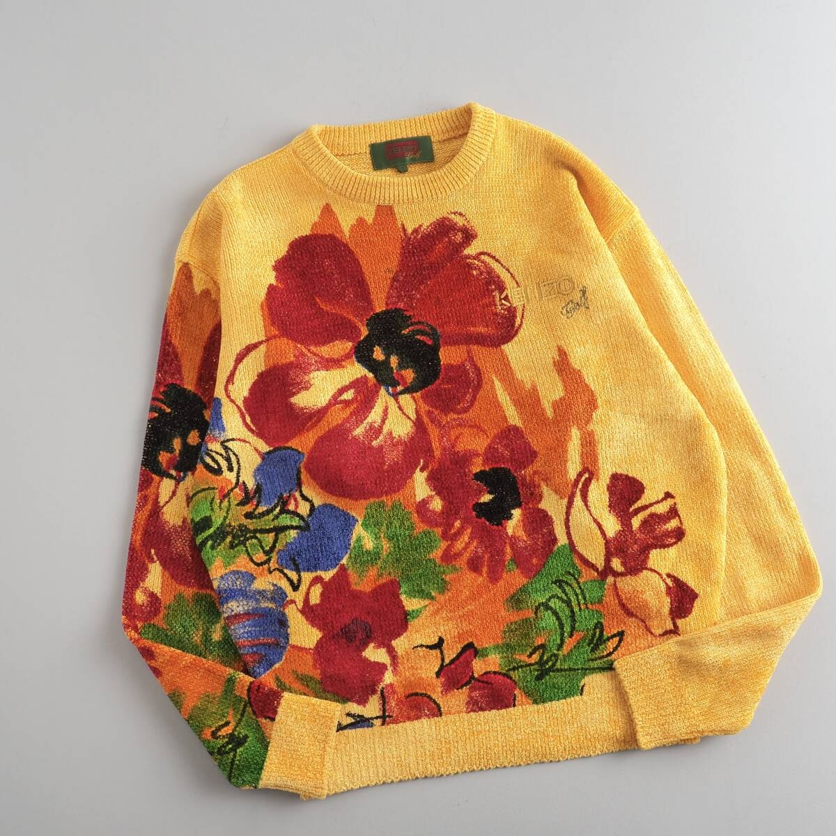 KENZO　ケンゾー　希少　ニット　セーター　イエロー　花柄　メンズ　美品