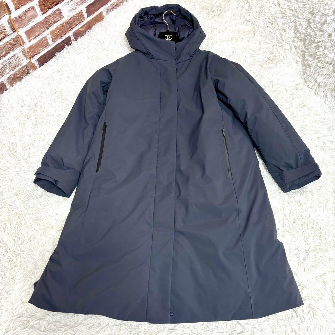 希少　XL　ユニクロ　ウルトラウォームハイブリッドダウンロングコート　グレー　UNIQLO　ダウンコート　フード　大きいサイズ　レア