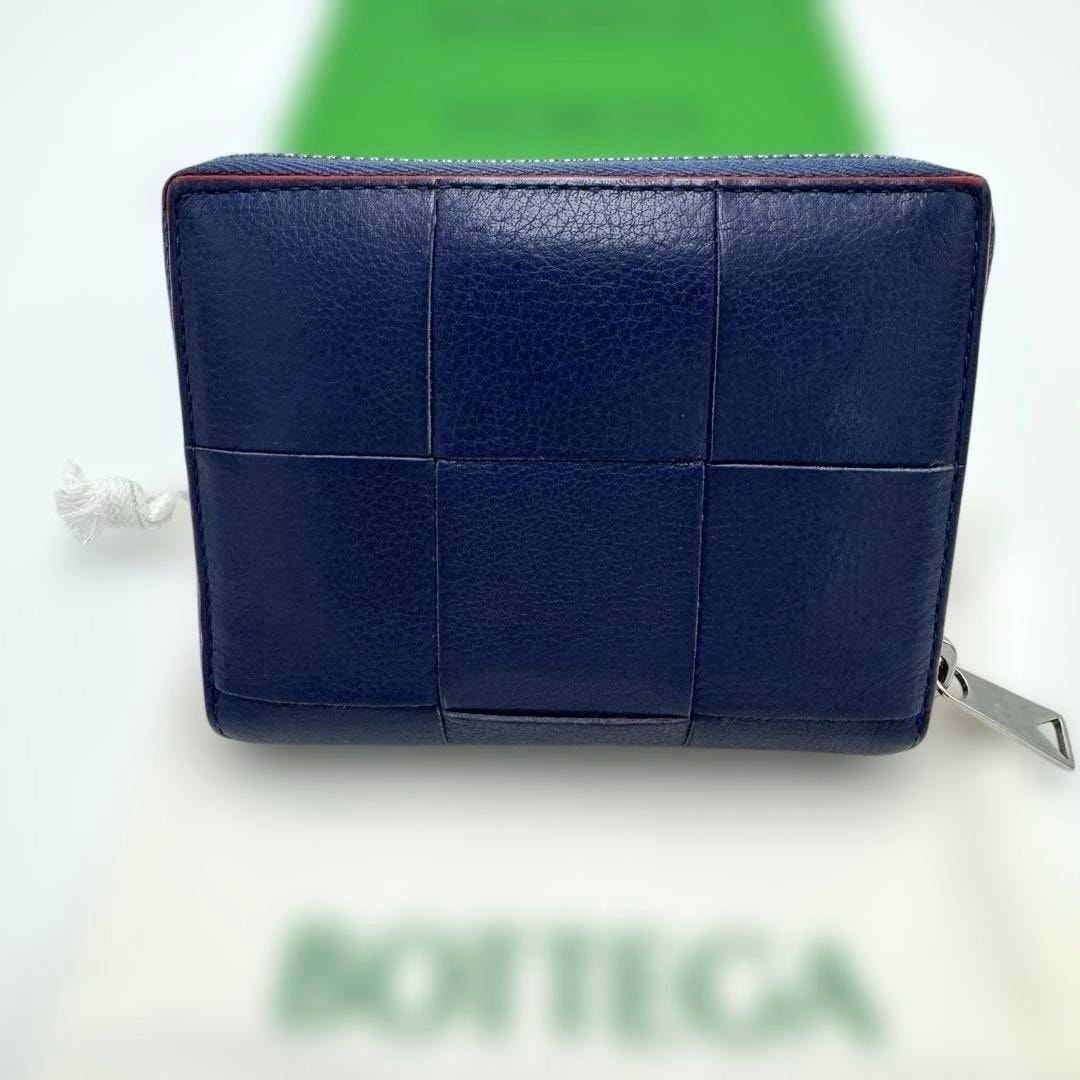 No.533 日本限定カラー☆美品☆ボッテガヴェネタ マキシイントレチャート カセット 二つ折り財布 ネイビー 希少 レア メンズ ユニセックス