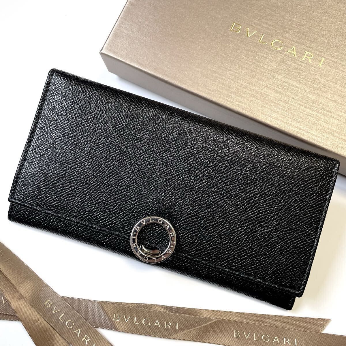 ★BVLGARI ブルガリ 長財布 メンズ リングロゴ ロゴクリップ 中古【鑑定済み 本物保証】