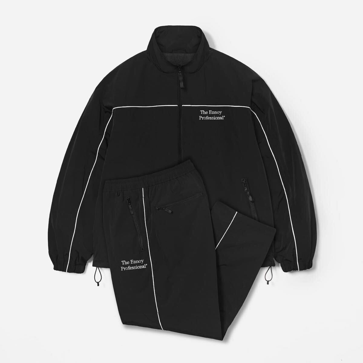 ENNOY 23AW Stylistshibutsu Nylon Track Suit Set Up Black × White
