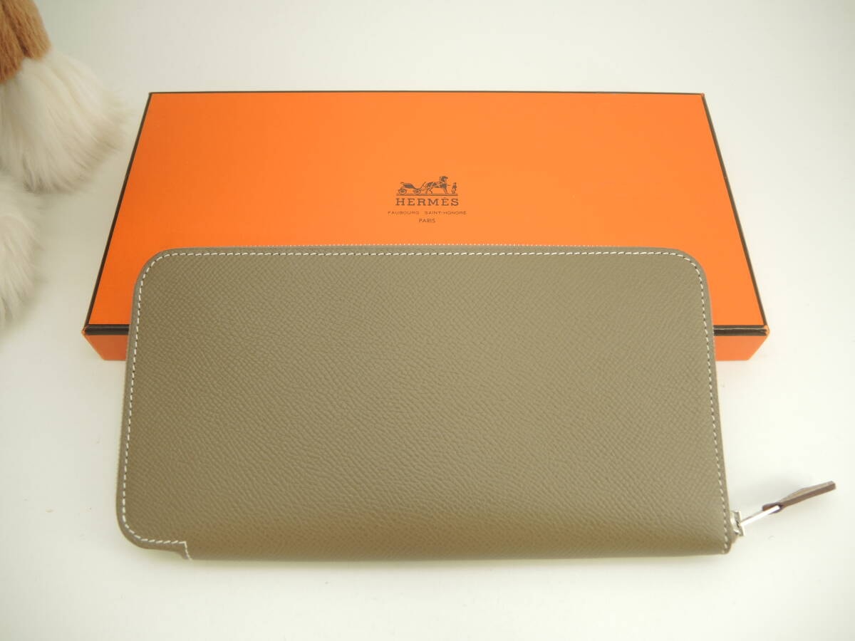 エルメス アザップロングシルクイン エプソン エトープ 長財布 未使用品@□C