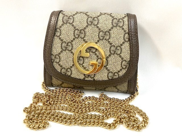 美品★GUCCI　グッチ　GGスプリーム　ブロンディ　ミディアム　チェーンウォレット　725219　PVCレザー　/BK20