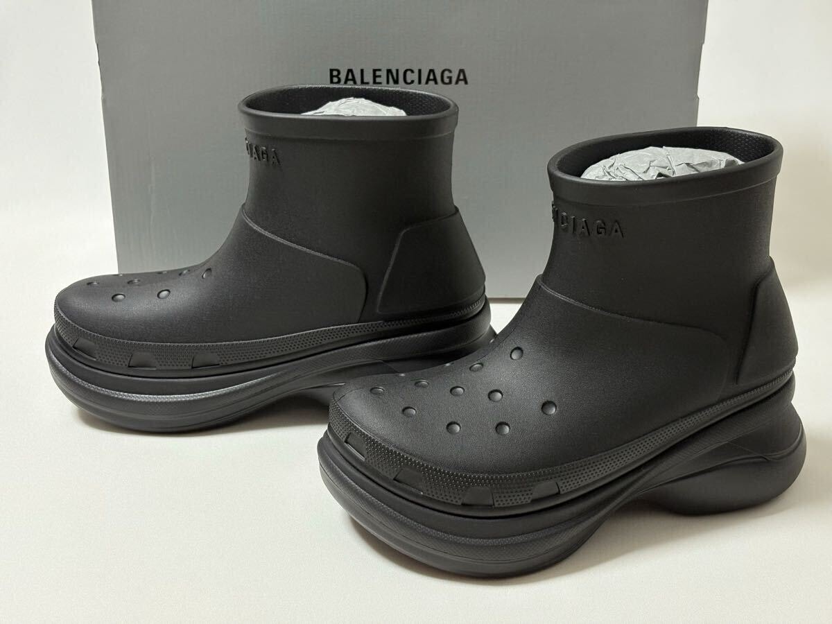 新品《 BALENCIAGA バレンシアガ 》CROCS RUBBER BOOTS 40 26.5cm クロックス ラバー ブーツ ブラック BLACK 厚底 EVA スニーカー