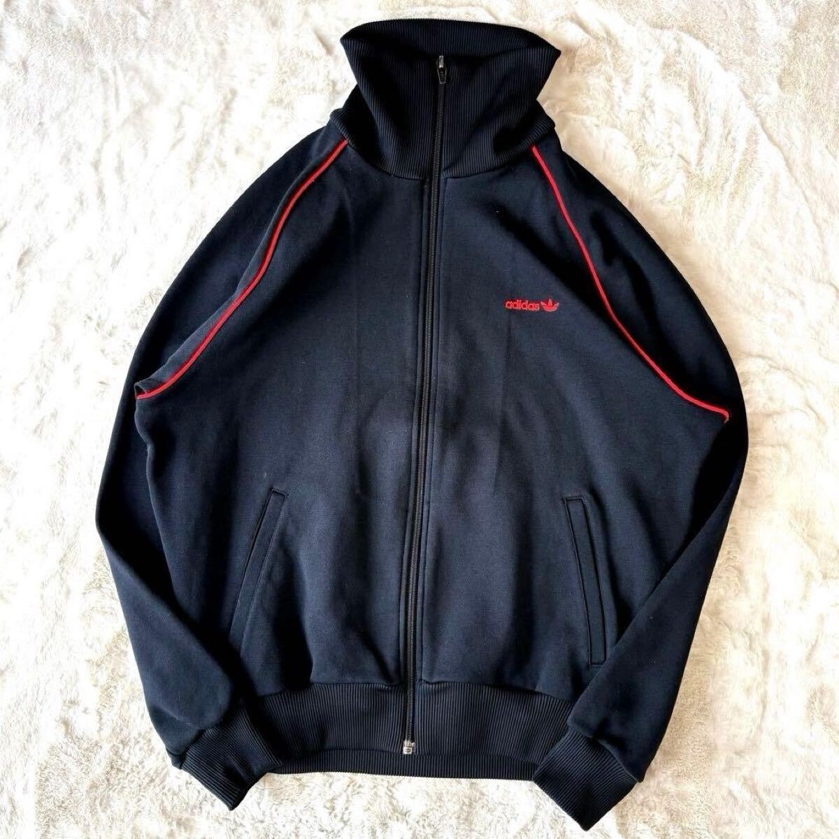 80年代 80s アディダス adidas デサント製 DESCENTE トラックジャケット ファイヤーバード ジャージ ヴィンテージ トレフォイル メンズ 黒