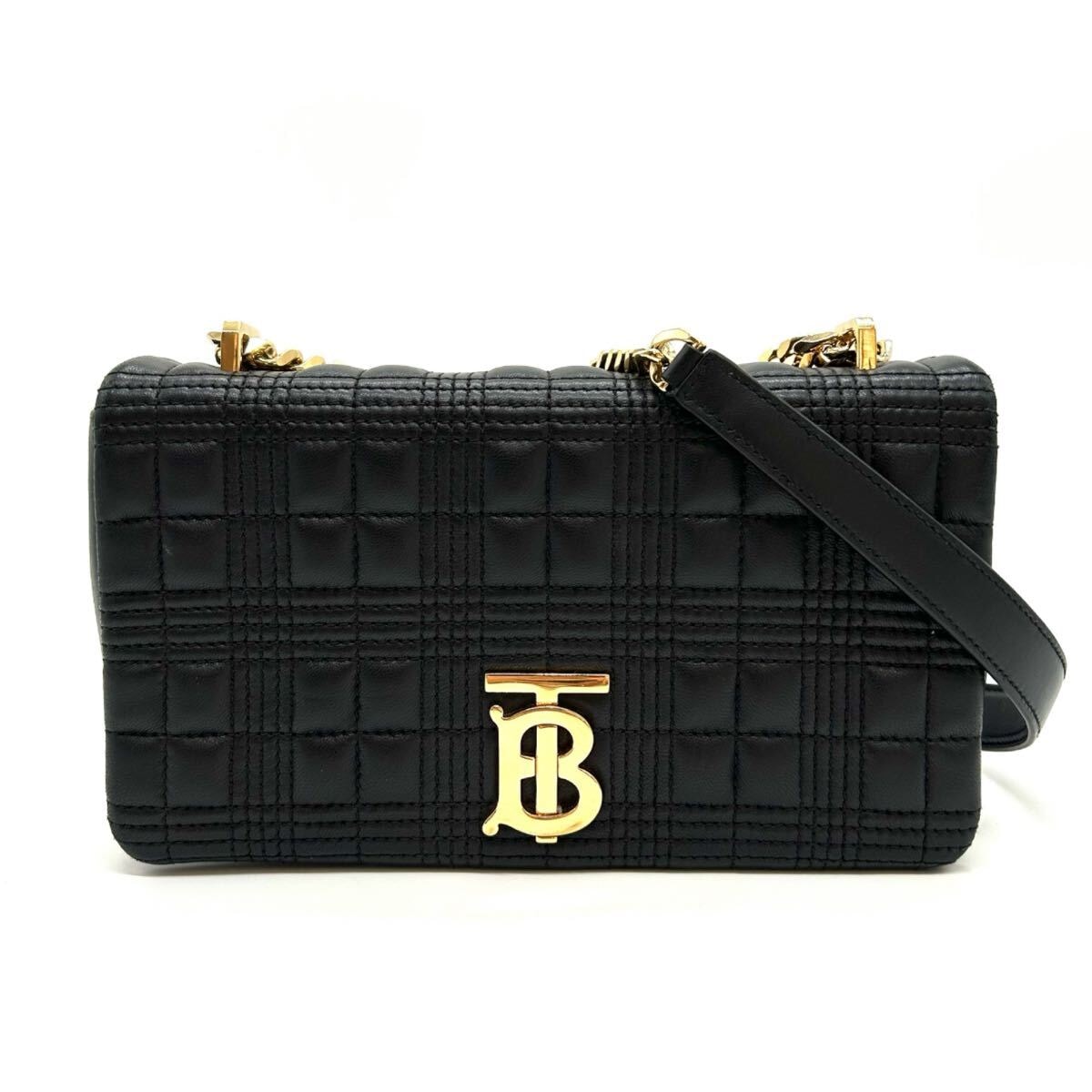 BURBERRY バーバリー　TB　ローラ　チェーンショルダーバッグ　ブラック　レザー　8021492　スモール　レディース　ショルダーバッグ