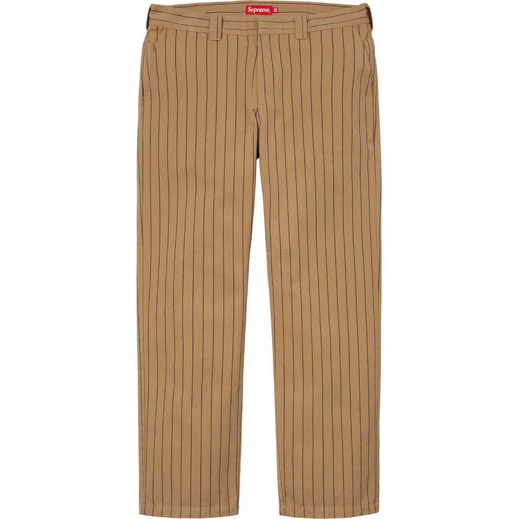 茶34 即決 国内正規新品 Supreme 21SS Work Pant Brown Stripe シュプリーム ワークパンツ ストライプ