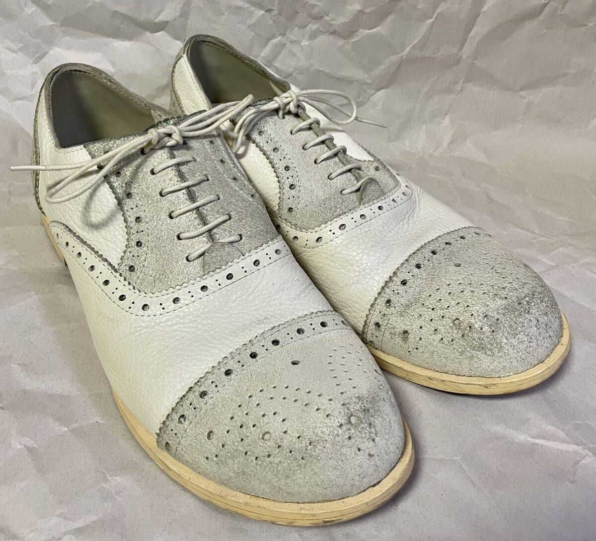 COMME des GARCONS HOMME PLUS コムデギャルソン オム プリュス ホワイト レザー ストレートチップ シューズ 2009SS 26 白 UNION WORKS