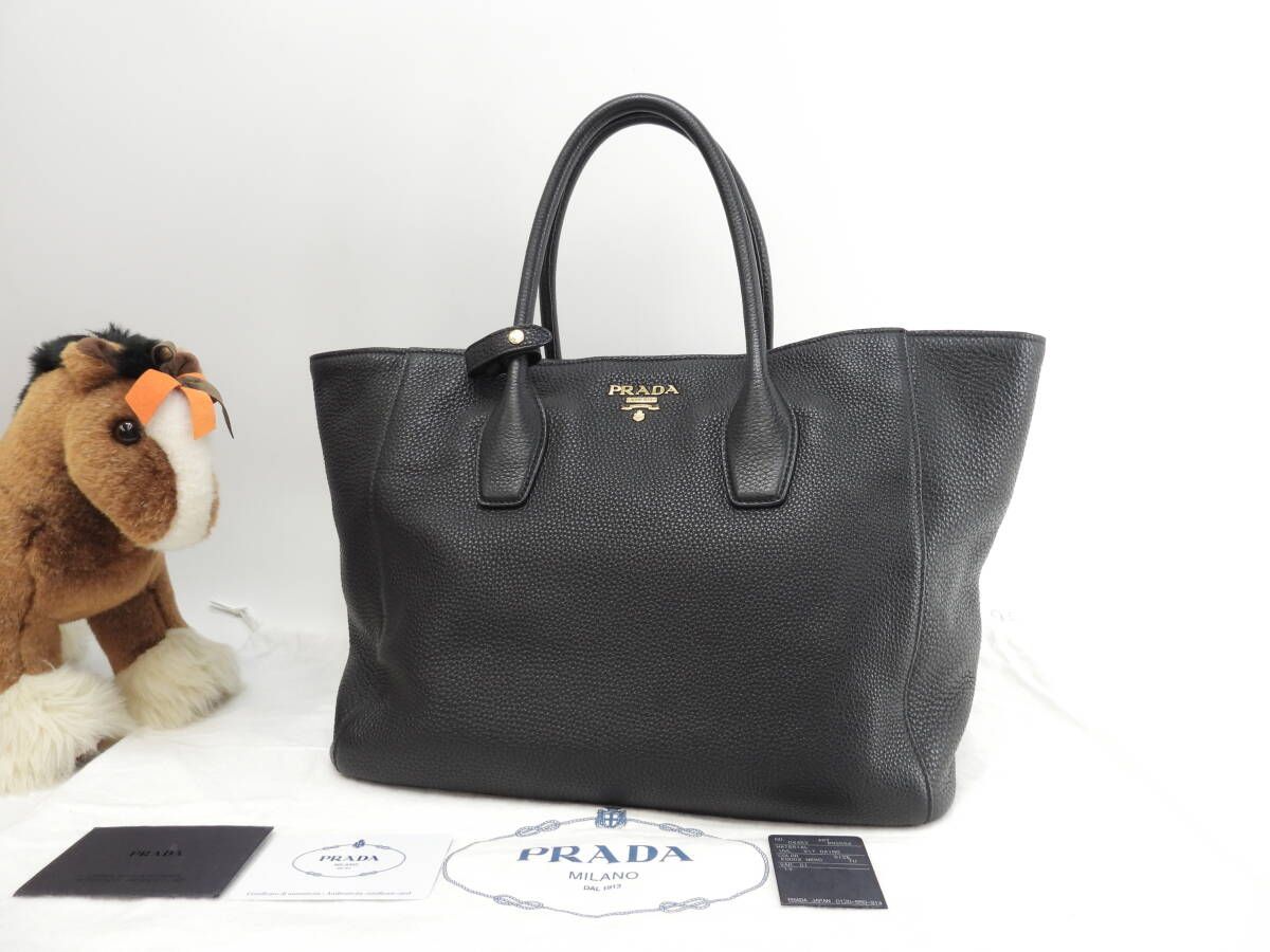 プラダ トートバッグ トリヨンレザー 黒 ハンドバッグ 極美品@158 2