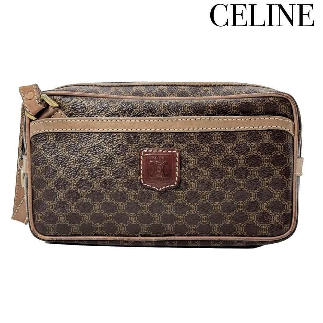 CELINE セリーヌ ヴィンテージ クラシック マカダム柄 ポーチ クラッチバッグ バッグインバッグ メンズ レディース ブラウン ビジネス