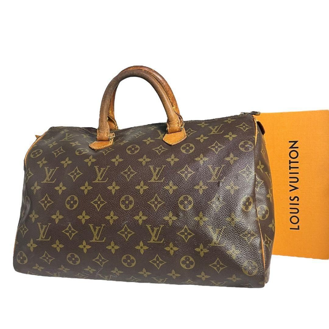 正規品　ルイヴィトン　LOUIS VUITTON　モノグラム　スピーディ35　ハンドバッグ　ボストンバッグ　ブラウン　茶 鑑定済