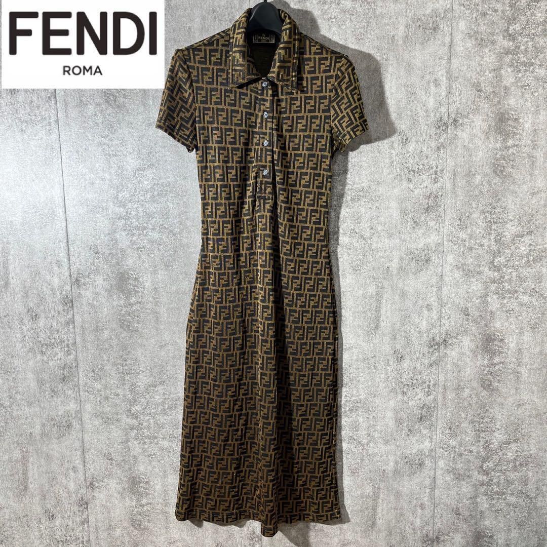 [大人気] フェンディ　FENDI 半袖　ワンピース　ズッカ柄　FF ロング
