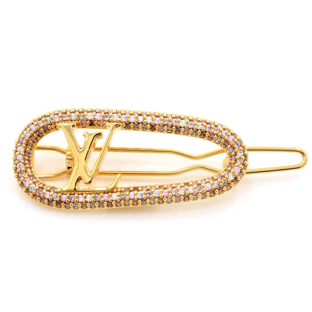 中古 ルイ・ヴィトン LOUIS VUITTON バレッタ・マイLV チェーン ストラス M02088 ゴールド ラインストーン ヘアアクセサリー Aランク