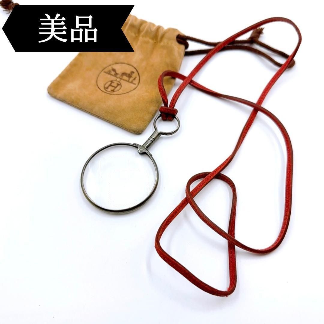 ◇エルメス◇925×レザー/ルーペ/ネックレス/ブランド/シルバー エルメス ルーペ ネックレス レザー×925 レッド×シルバー