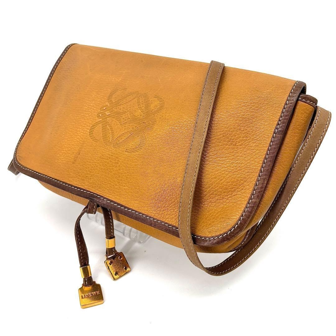 逸品 LOEWE ロエベ　アナグラム　キャメル　ショルダーバッグ　キャメル　2way ヴィンテージ アンティーク