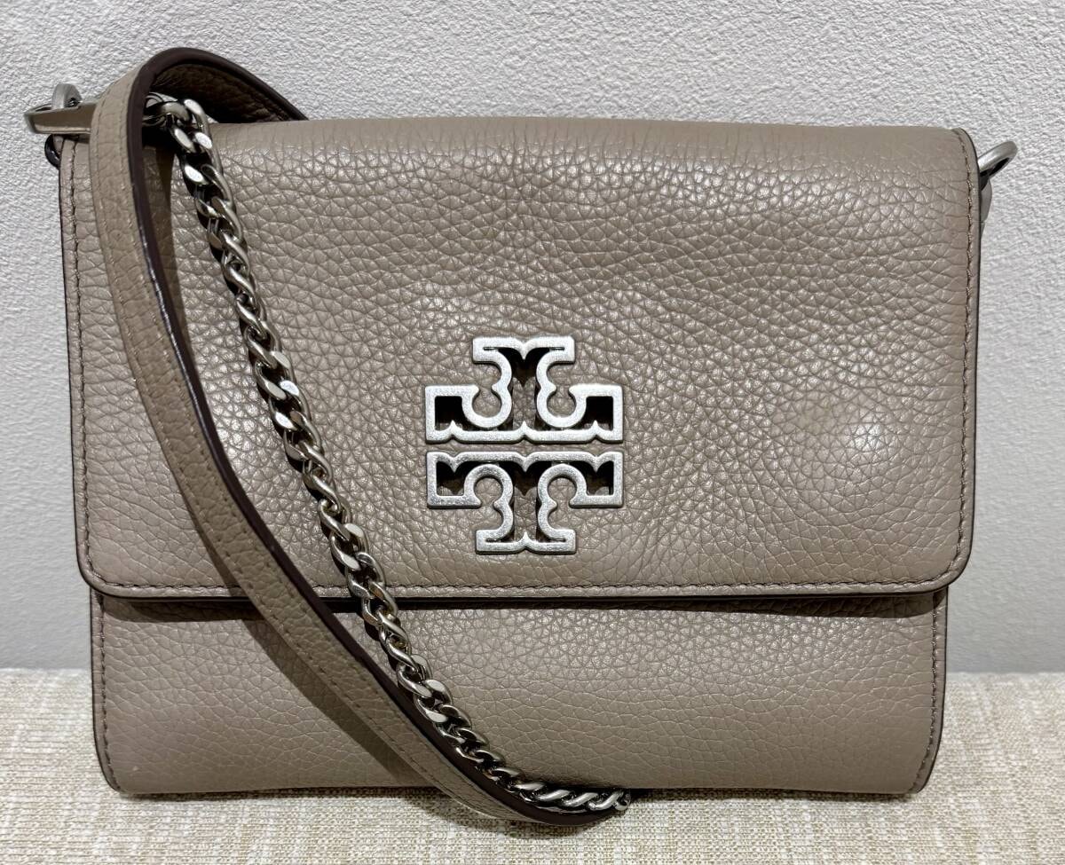 Tory Burchトリーバーチ Britten ブリテン チェーンウォレット グレージュ 使用感あり
