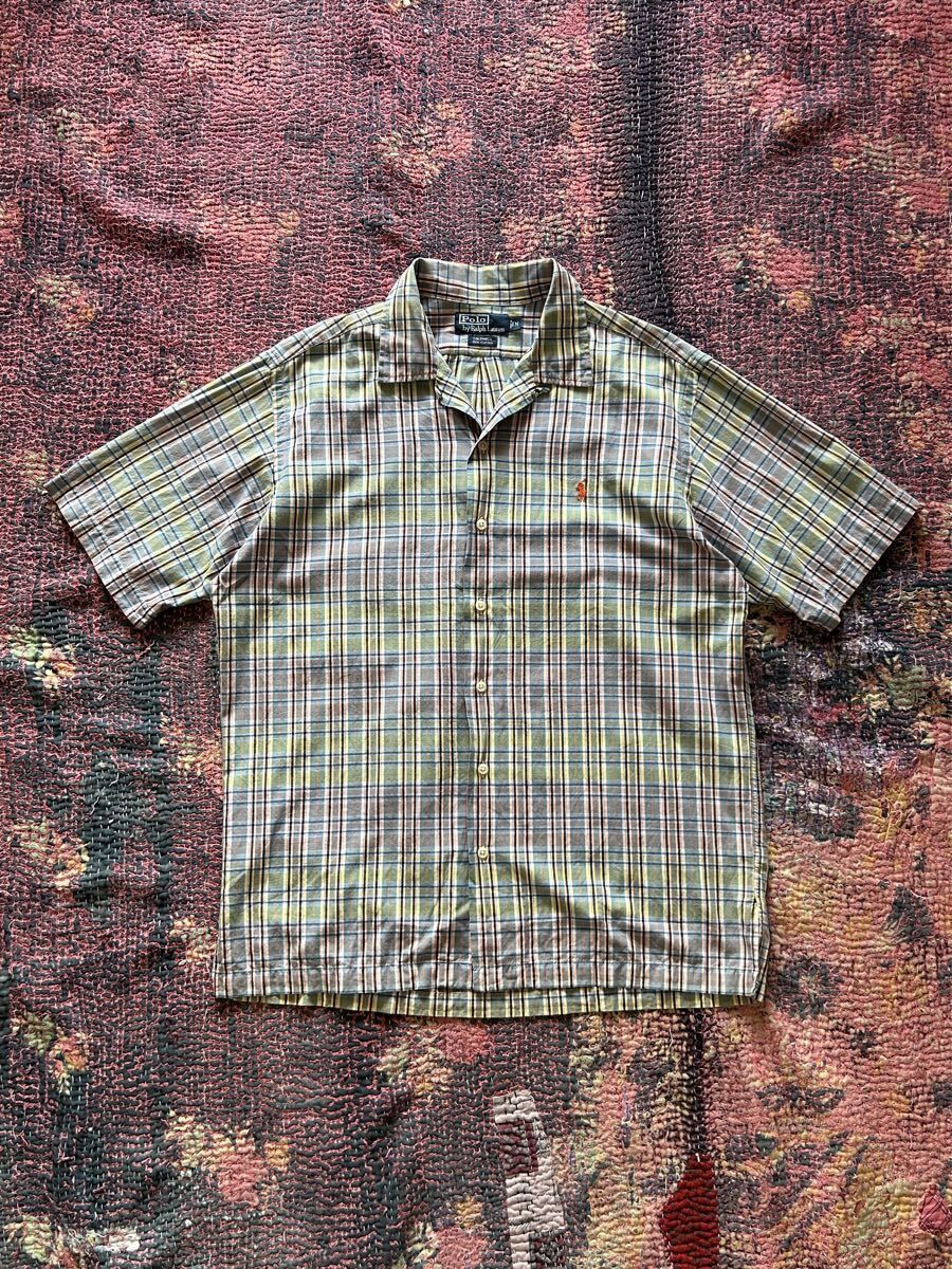 POLO BY RALPH LAUREN CALDWELL MADRAS CHECK ポロバイラルフローレン コールドウェル ループカラーシャツ M 開襟 マドラスチェック