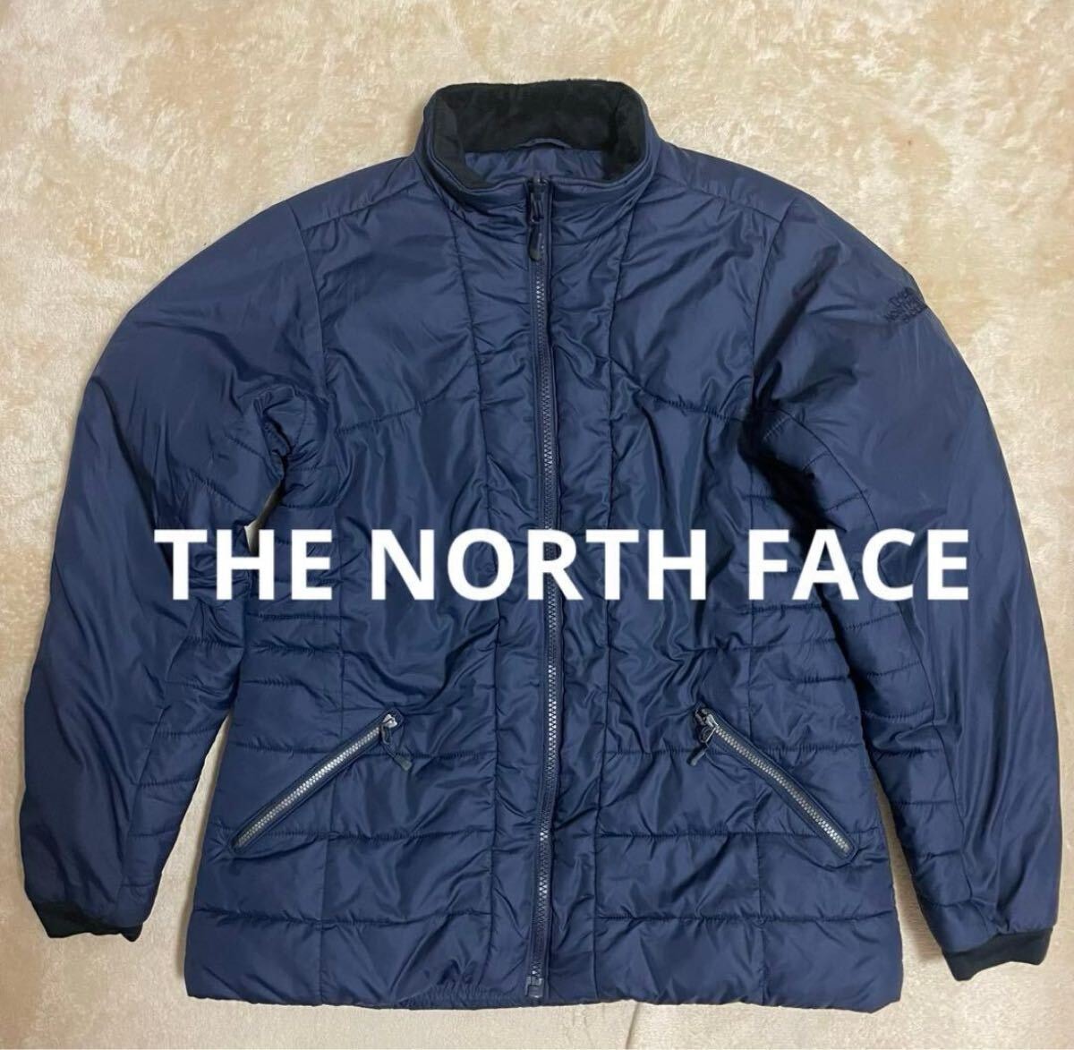 THE NORTH FACE 韓国限定 Mサイズ 中綿ブルゾン ネイビー ワンポイントロゴ ノースフェイス ジャンパー 裂け目あり
