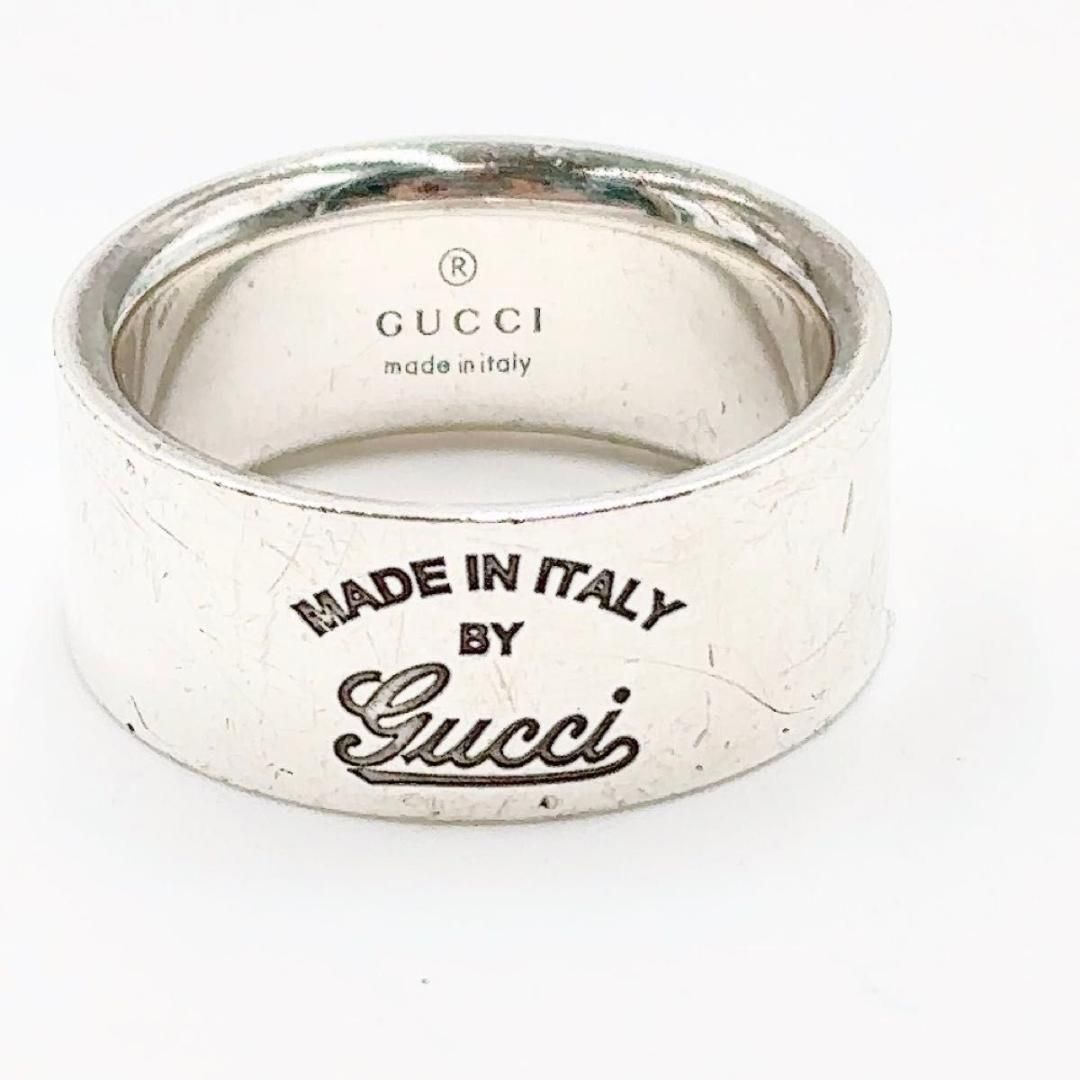 【楽天ランキング1位】 やや傷や汚れあり】グッチ GUCCI 約 筆記体 黒文字 ロゴ リング アクセサリー