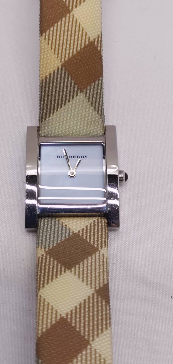 【稼働品】BURBERRY バーバリー BU4312 スクエア シェル文字盤 レディース腕時計