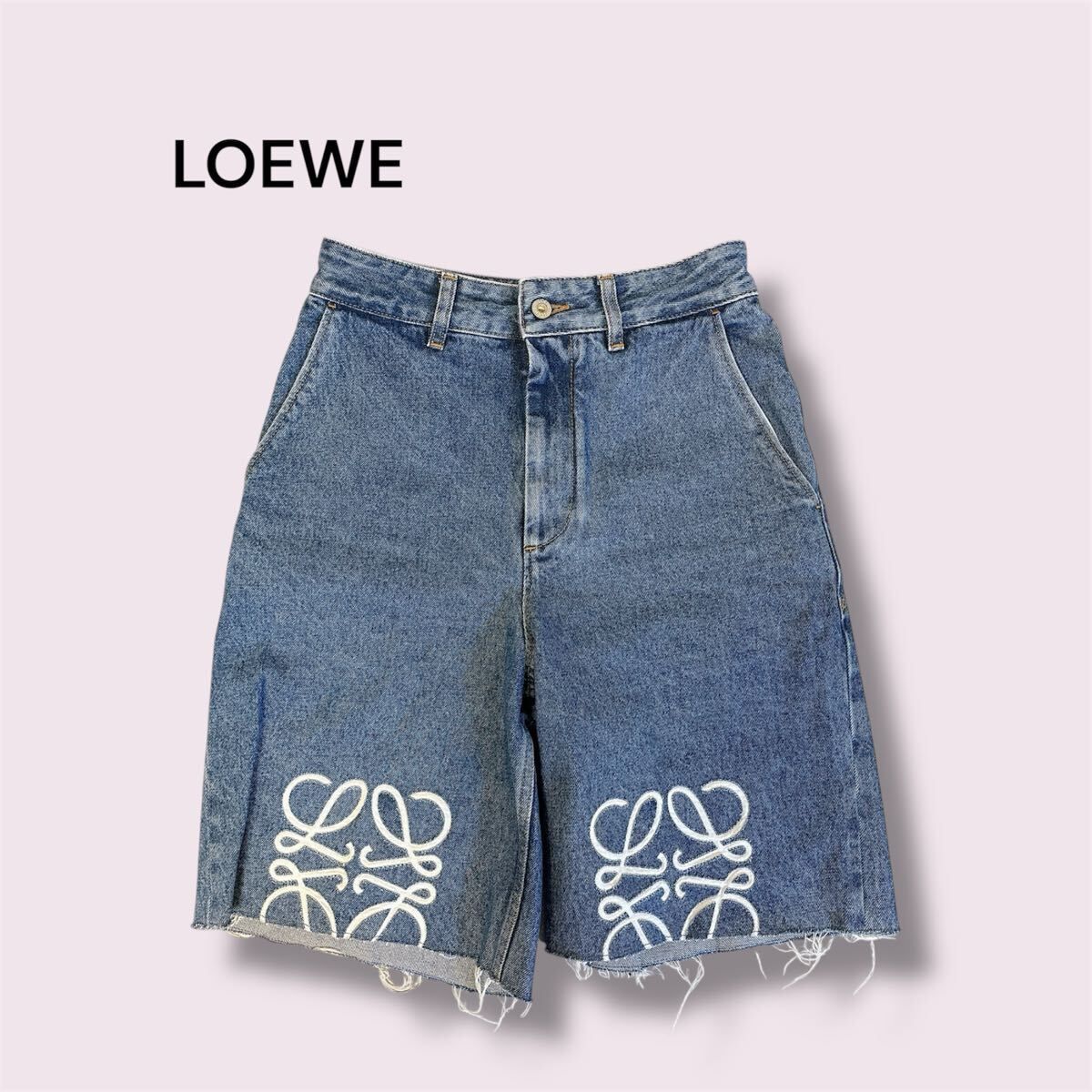 LOEWE ロエベ アナグラムショートデニムパンツ 36 美品 ANAGRAM SHORT JEANS