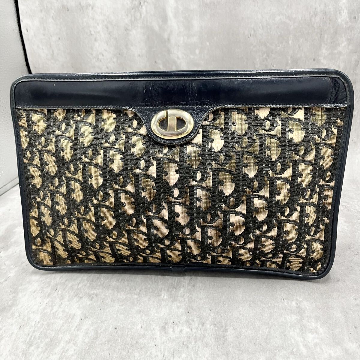 Christian Diorクラッチバッグ　トロッター柄 ロゴ金具　ヴィンテージ