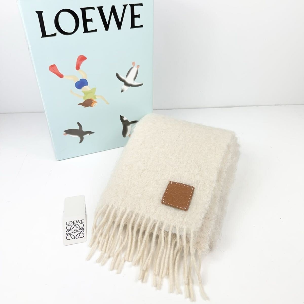 美品 LOEWE ロエベ モヘア ウール マフラー