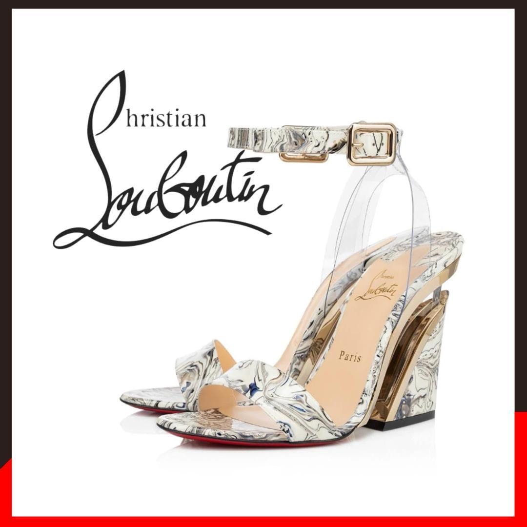 ○★新品 未使用 クリスチャンルブタン レヴィタロ ウェッジサンダル マーブル 24cm相当（Christian Louboutin）○●