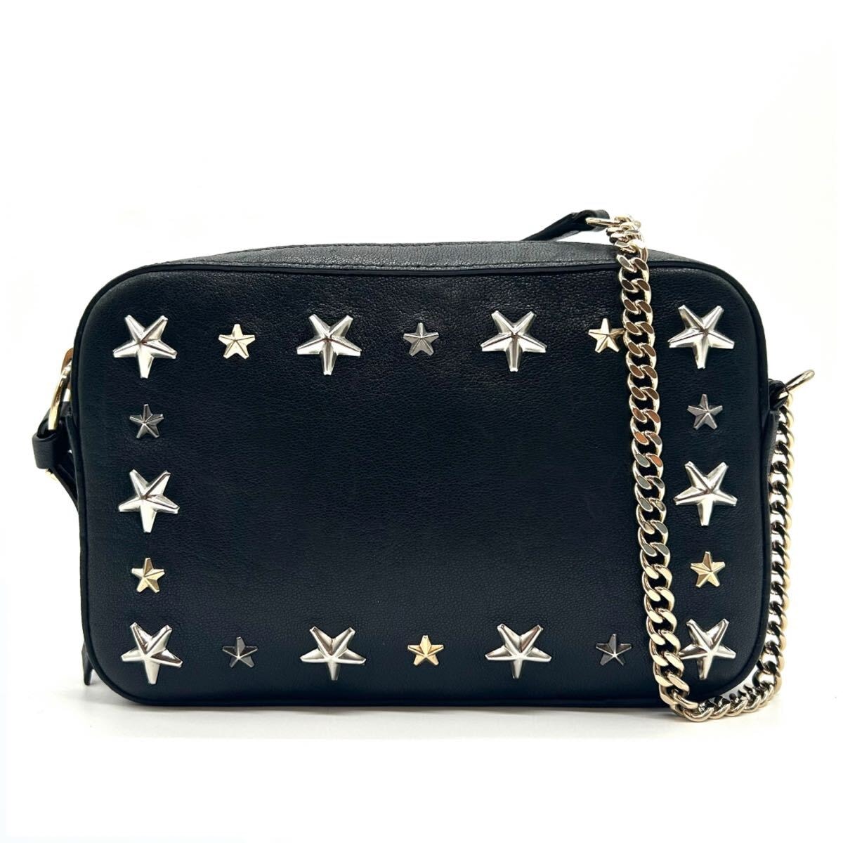 JIMMY JHOO ジミーチュウ　カメラバッグ　スタッズ　スター　ブラック　ショルダーバッグ　星　レザー　レディース