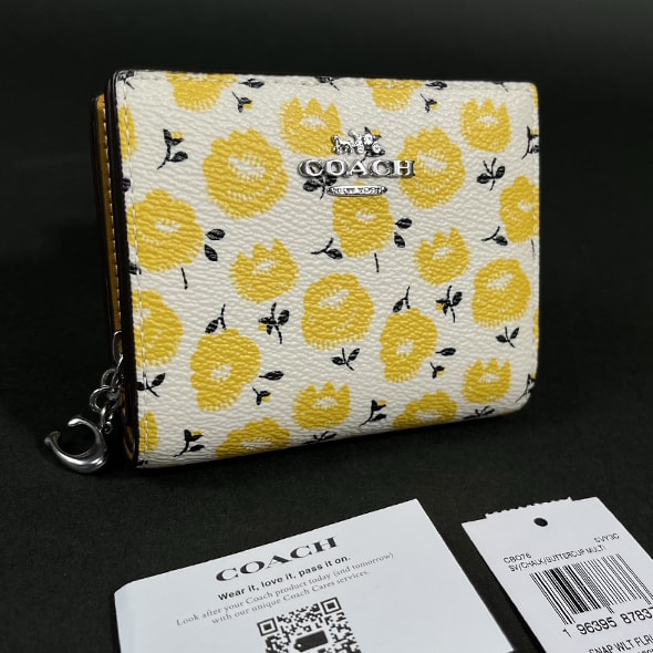 【COACH 本物 新品 コーチUSAアウトレット正規品】スナップ ウォレット フローラル プリント 二つ折り 財布 CBO76 花柄 新作