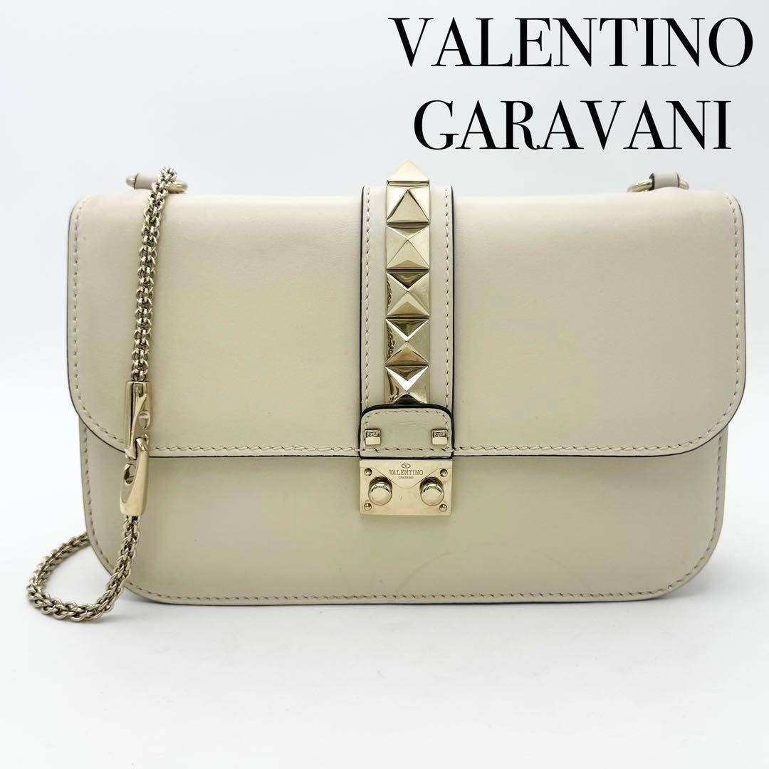 VALENTINO GARAVANI ヴァレンティノ ガラヴァーニ ロックスタッズ レザー チェーン ショルダー バッグ レディース