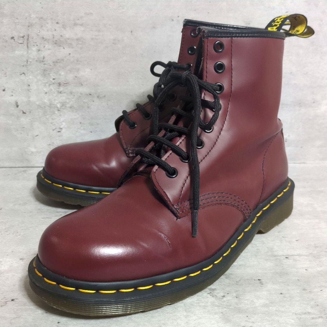 【Dr.Martens ドクターマーチン】1460☆8ホール ワークブーツ☆チェリーレッド☆赤茶☆レースアップ☆黄色ステッチ☆UK7