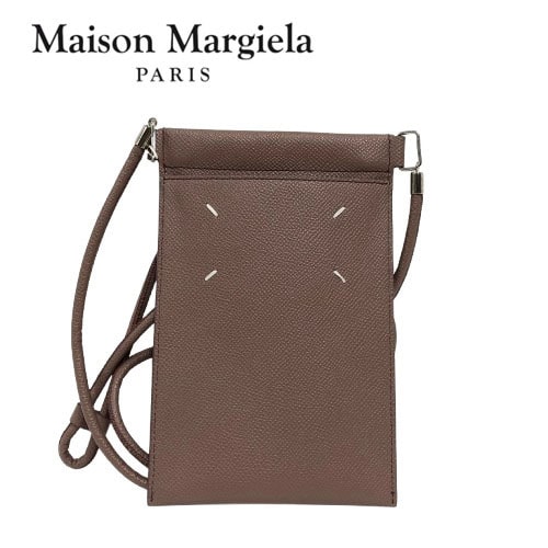 ○★新品未使用　Maison Margiela (メゾンマルジェラ)　レザースマホショルダーバッグ　ブラウン系★○