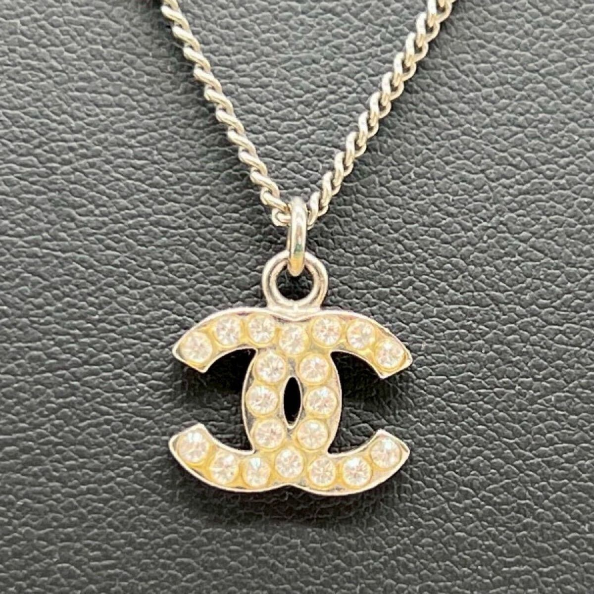 CHANEL　シャネル　ココマーク　ネックレス　ラインストーン　シルバー　レディース　アクセサリー