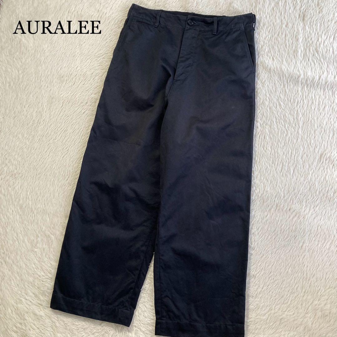 AURALEE Garment-Dyed Finx Light Chino One-Tuck Wide Pants 