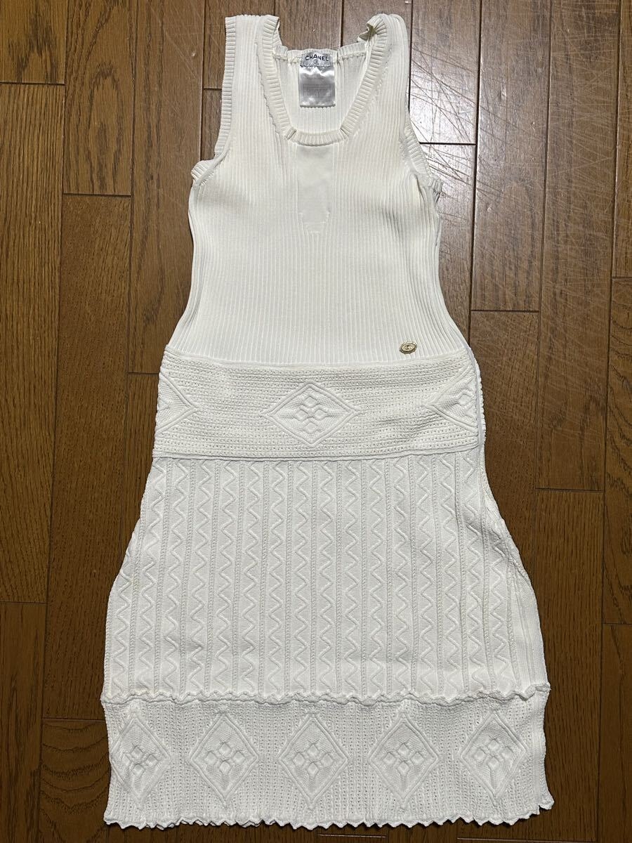 未使用に近い】ワンピース ニット CHANEL シャネル 白 ドレス トップス