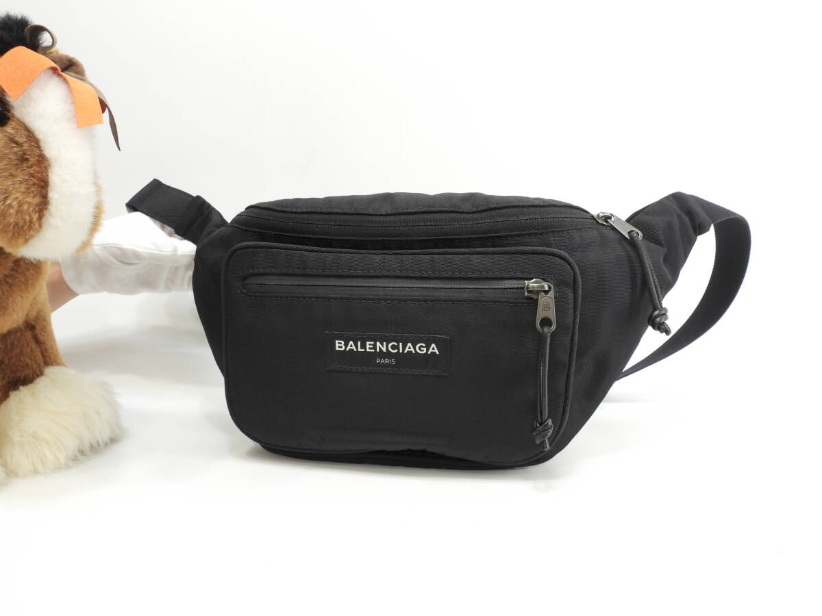 バレンシアガ ベルトバッグ エクスプローラー ナイロン黒白ロゴ ボディバッグ@ 6