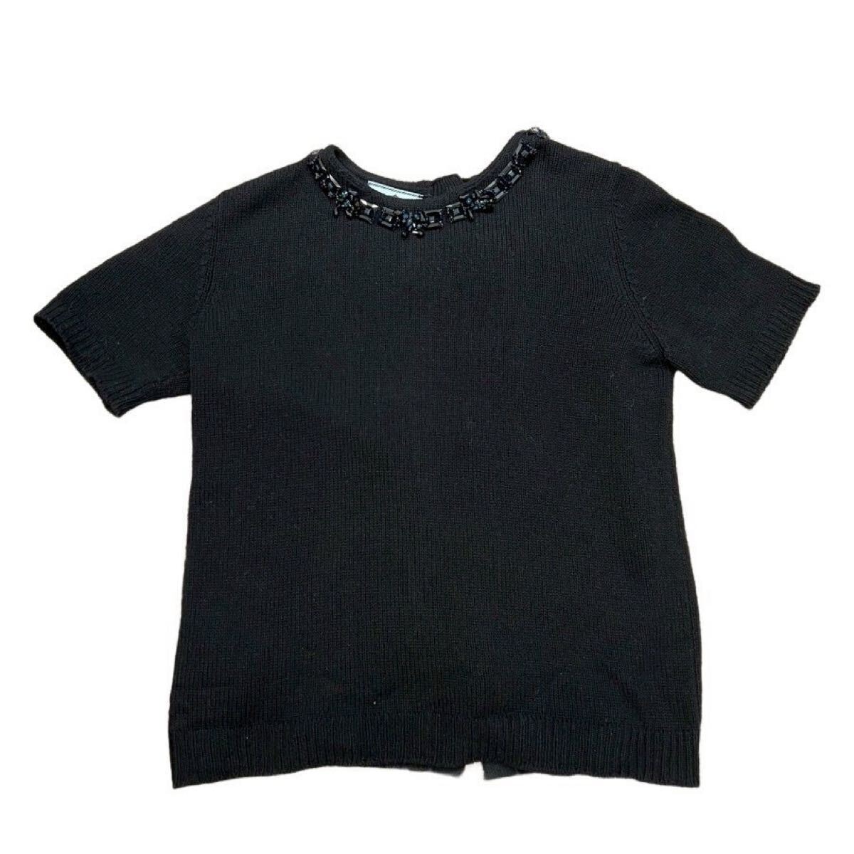 C (やや傷や汚れあり)】PRADA プラダ カシミヤ 半袖 ニット