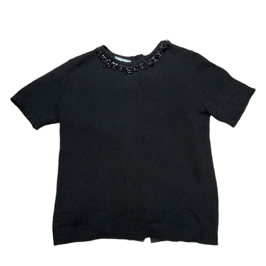 C (やや傷や汚れあり)】PRADA プラダ カシミヤ 半袖 ニット C (やや傷や汚れあり)】PRADA プラダ カシミヤ 半袖 ニット