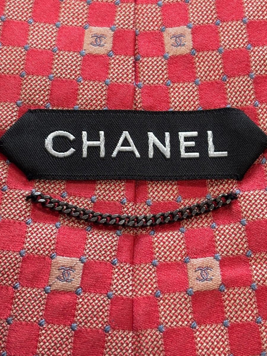 値下げ！CHANEL シャネル　鮮やかな綺麗色　ゴージャス　ネクタイ　ドレスアップ　春色　極美品　ロゴマーク柄　成人式