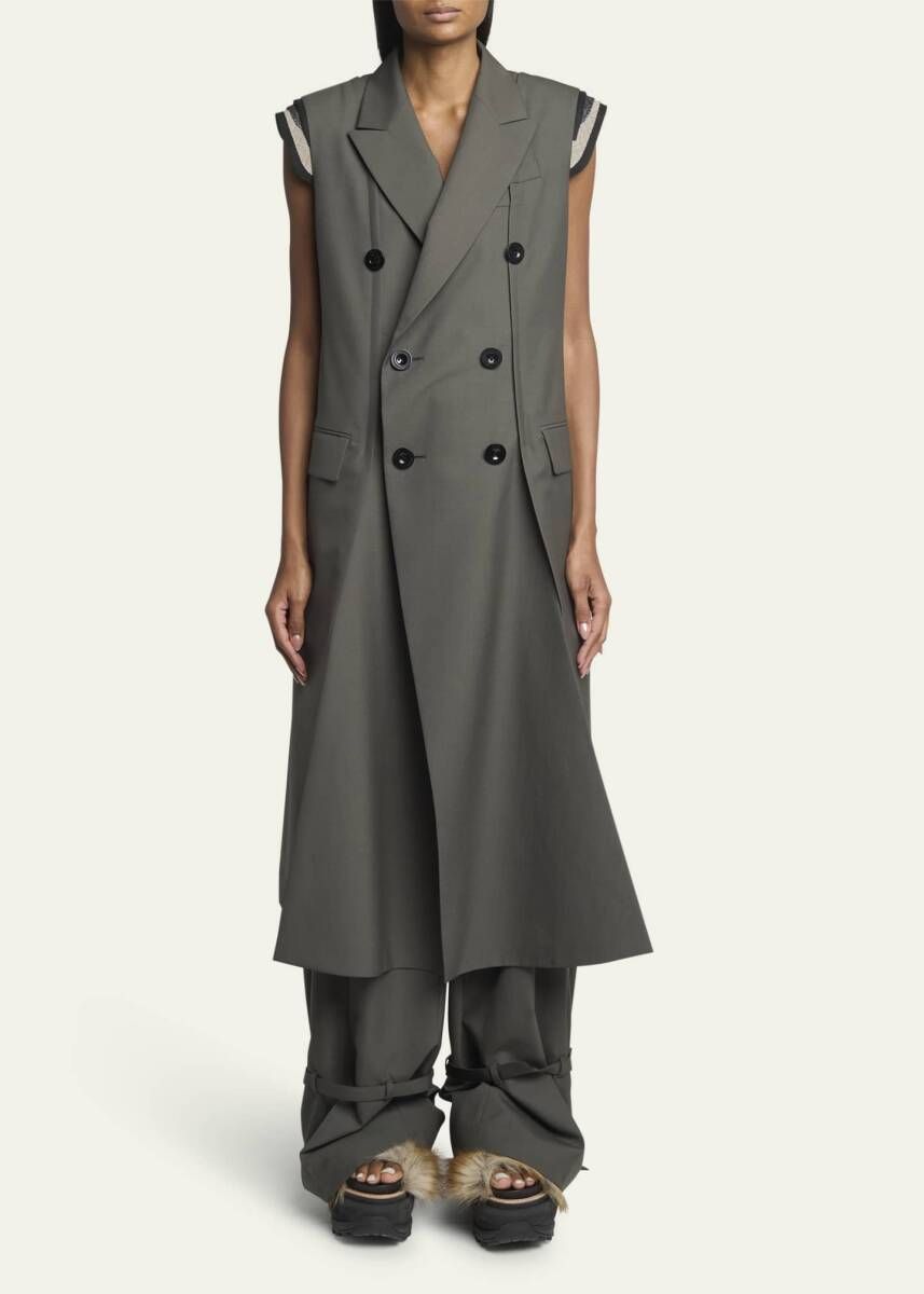 超希少★sacaiサカイ★新品★定価16万Suiting Long Vestスーチングロングベスト24-07337