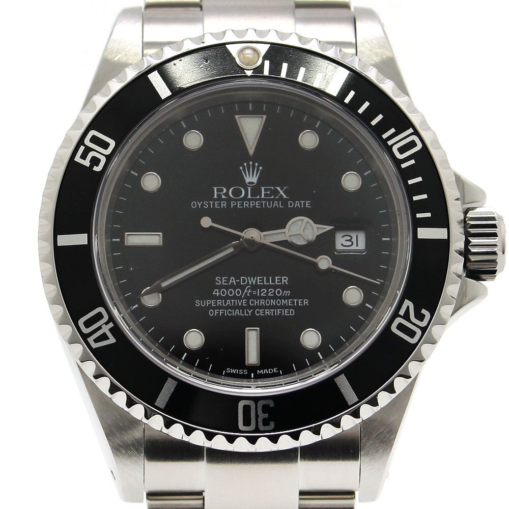 中古美品 ロレックス ROLEX 腕時計 シードゥエラー 16600 AT 黒文字盤 旧J A番 OH済 SS オイスター 自動巻き ダイバーズウォッチ