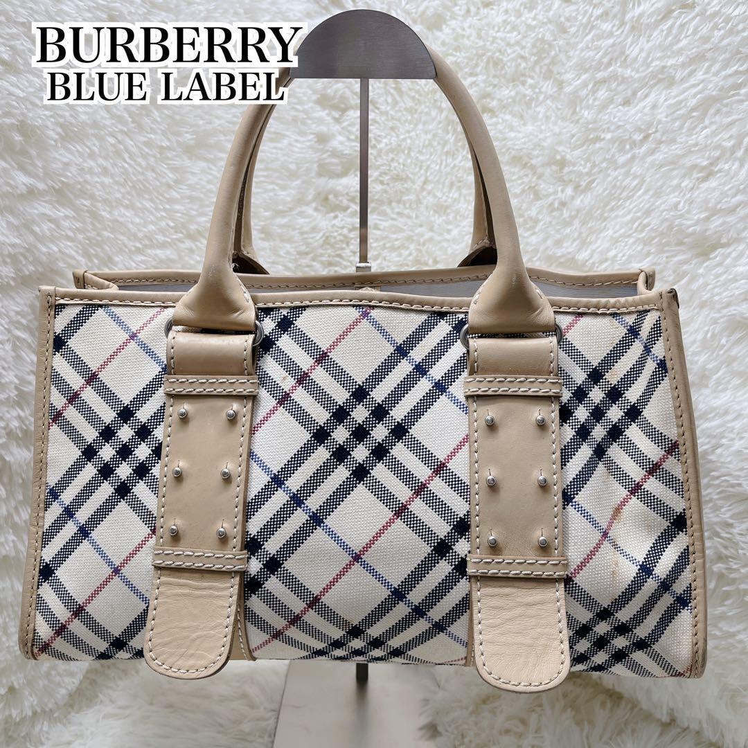 希少 BURBERRY ブルーレーベル ノバチェック ハンドバッグ キャンバス