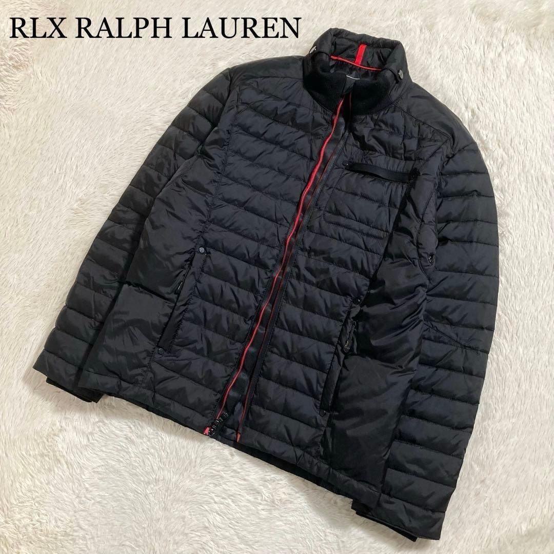 美品 RLXラルフローレン ダウンジャケット 背面ロゴ ダブルジップ ブラック