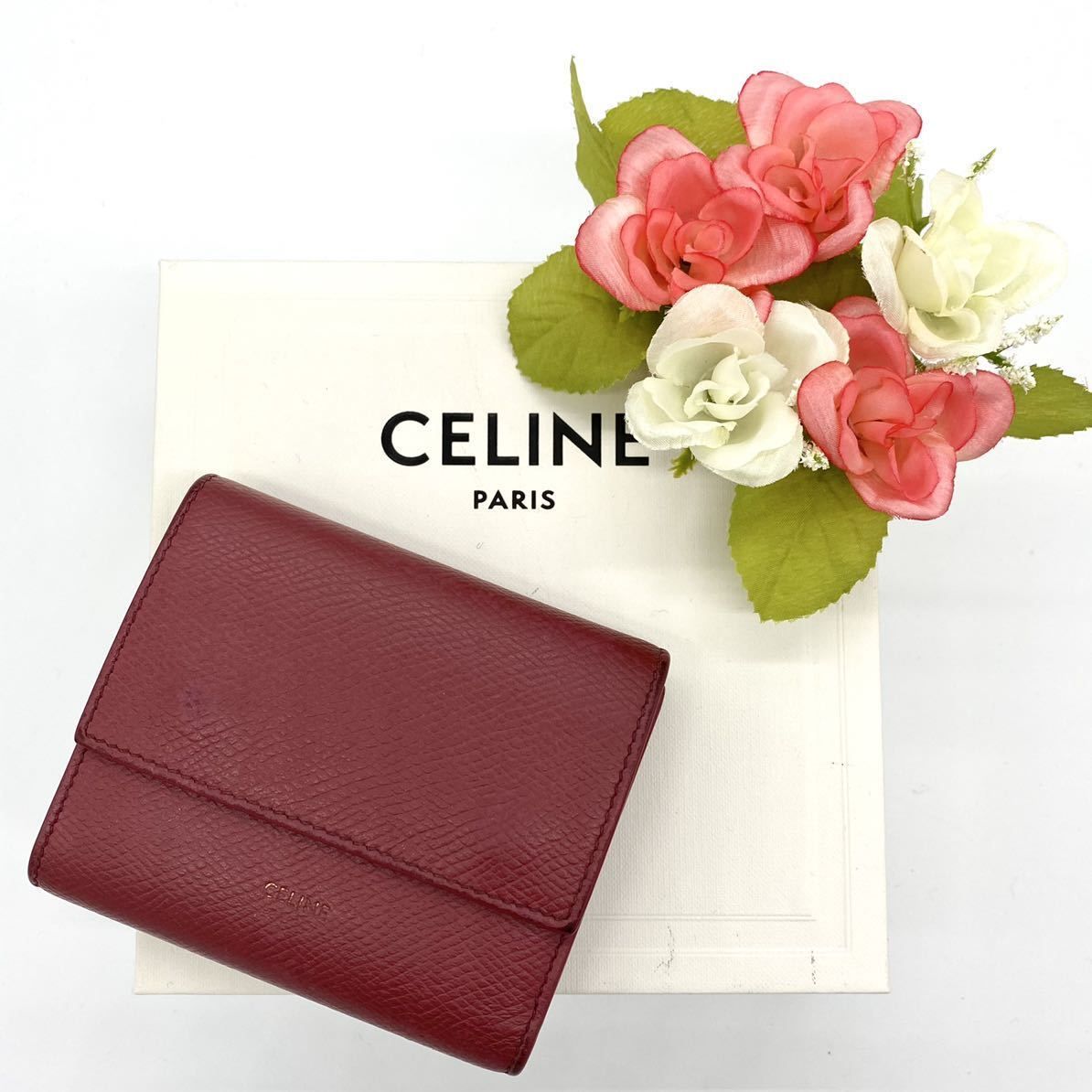 【大特価!!】セリーヌ スモールトリフォールド 財布 ブラック 春 桜 お花見■ 大特価 】CELINE セリーヌ スモールトリフォールド 三つ折り財布