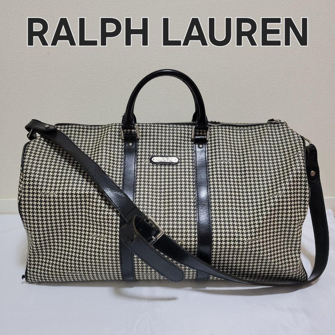 ラルフ・ローレン ボストンバッグ ハウンドトゥース やや傷や汚れあり】RALPH LAUREN ラルフローレン ハウンド